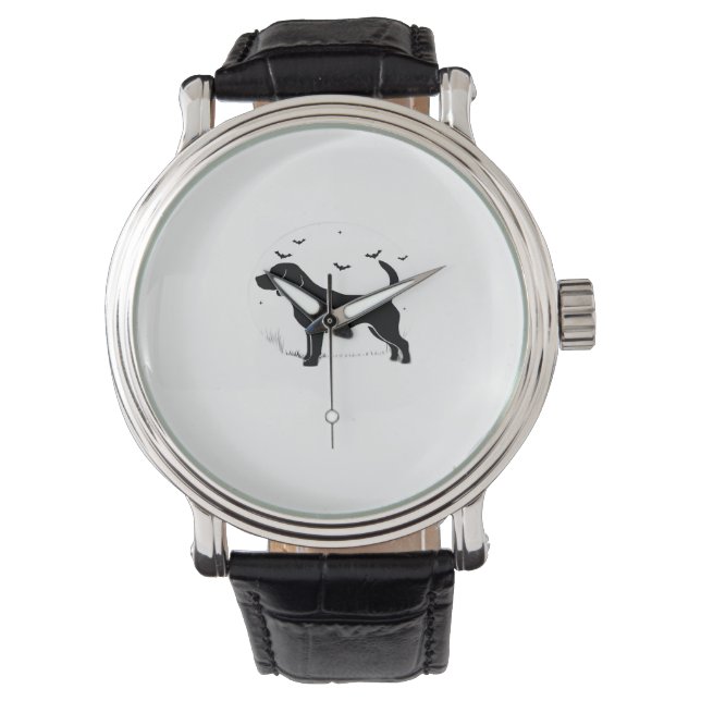 Montre Chien beagle - Silhouette de lune d'Halloween surd (devant)