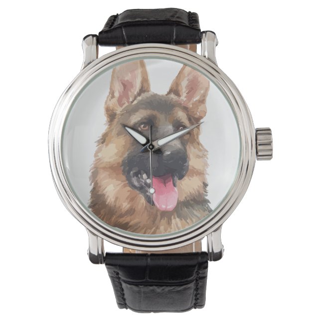 Montre Chien berger allemand Alsacien GSD Pet Aquarelle (devant)