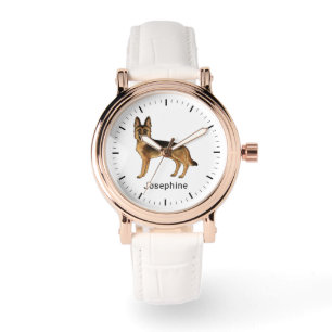 Montre Chien Berger Allemand Noir Et Tan Avec Nom Personn