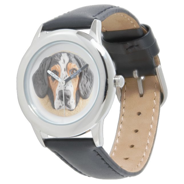 Montre Chien Bluetick Coonhound Inspiré de la 3D (Incliné)