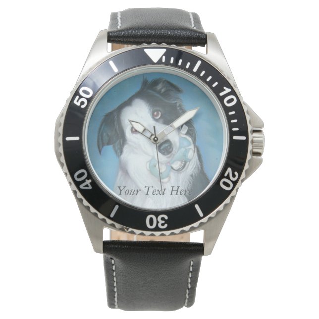Montre chien colimaçon à la frontière avec ours en peluch (devant)