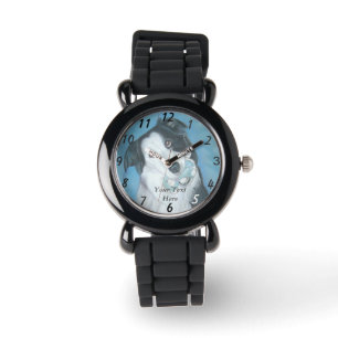 Montre chien colimaçon à la frontière avec ours en peluch