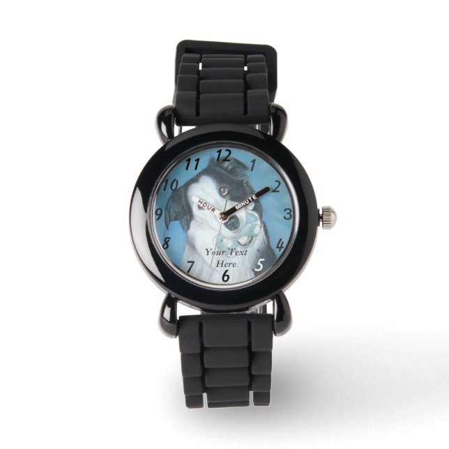 Montre chien colimaçon à la frontière avec ours en peluch (Recto)