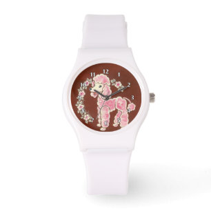 Montre Chien de caniche rose Girly mignon