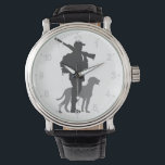 Montre Chien de chasse avec chasseur - Choisissez la coul<br><div class="desc">animal chien chasseur,  silhouette chasse arme illustration,  fusil cible blanche,  fusil race nature,  chien de chasse weimaraner personnes,  chasse mâle,  sport animal sauvage animal sauvage animal animal,  arme rouge noir,  animal chien chasseur</div>