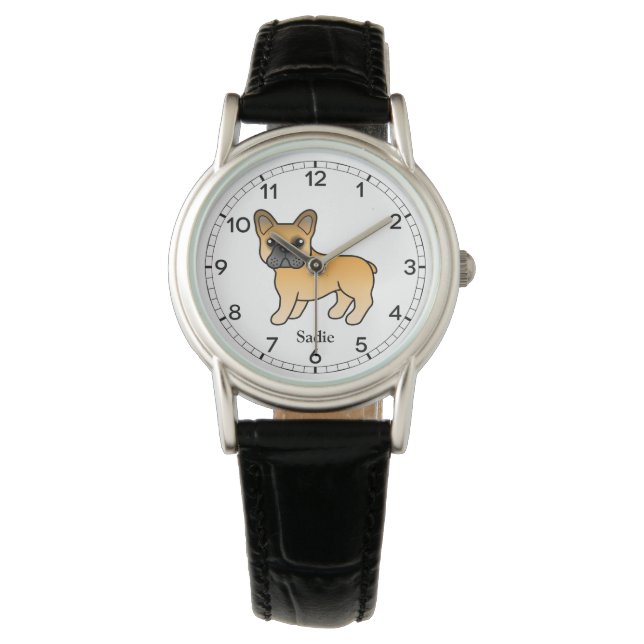 Montre Chien de taureau français mignon Dessin et nom (devant)