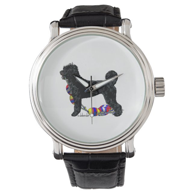 Montre Chien d'eau portugais debout avec flottaison (devant)
