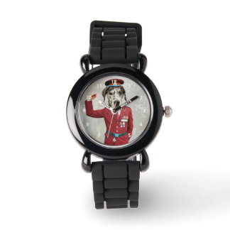 Montre Chien drôle en uniforme rouge
