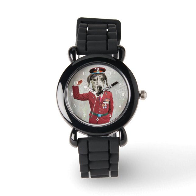 Montre Chien drôle en uniforme rouge (Recto)