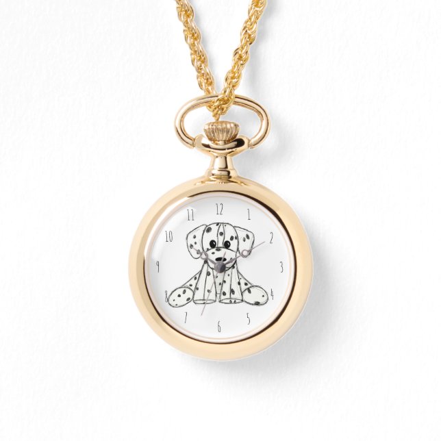 Montre Chien en dalmate dessin simple noir (Recto)