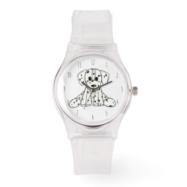 Montre Chien en dalmate dessin simple noir (Recto)