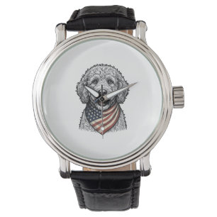 Montre Chien gribouillé patriotique Gravure vintage vecte