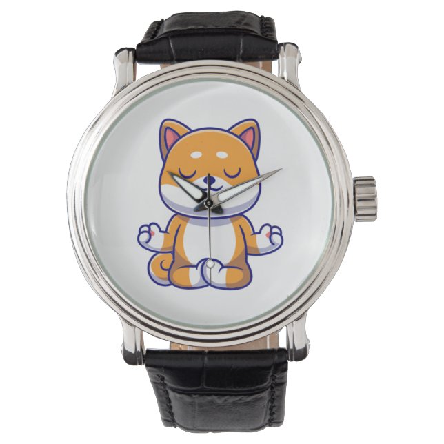 Montre Chien mignon shiba inu faisant du yoga méditation  (devant)