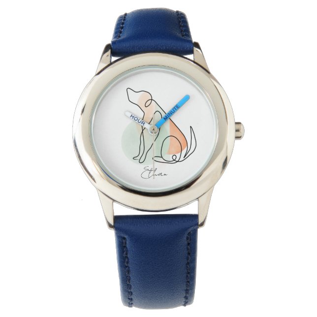 Montre Chien moderne mignon enfants personnalisés regarde (devant)