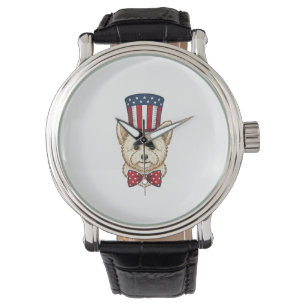 Montre Chien patriotique chapeau haut de forme vintage ve