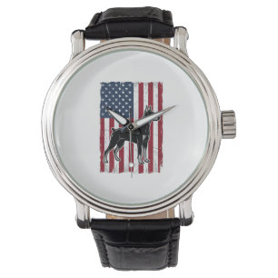 Montre Chien Patriotique Drapeau Vintage Vecteur Concepti