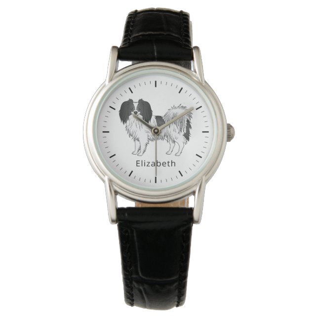 Montre Chien Phalène Noir Et Blanc Avec N'Importe Quel No (devant)