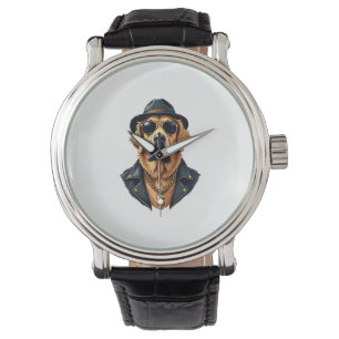 Montre Chien Retriever Doré Vintage Cool en Lunettes de S