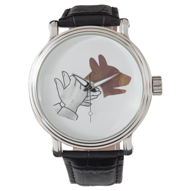 Montre Chien Silhouette main Brown (devant)