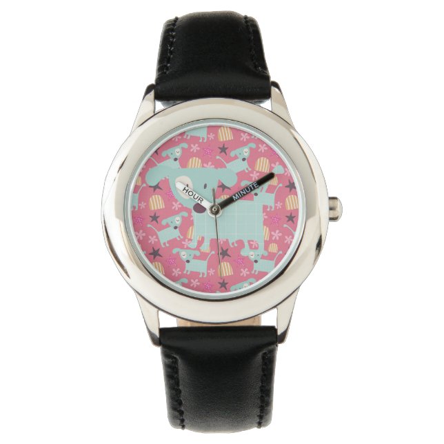 Montre Chiens, étoiles et fleurs (devant)
