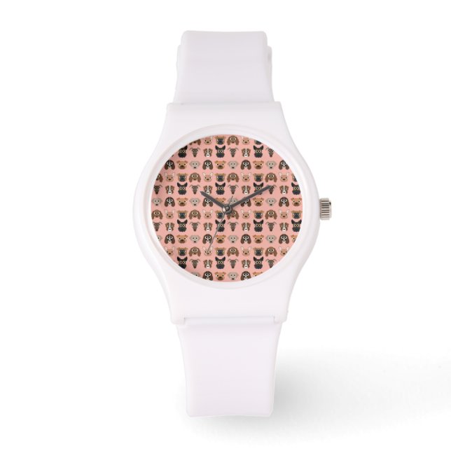 Montre Chiens mignons en rose (Recto)