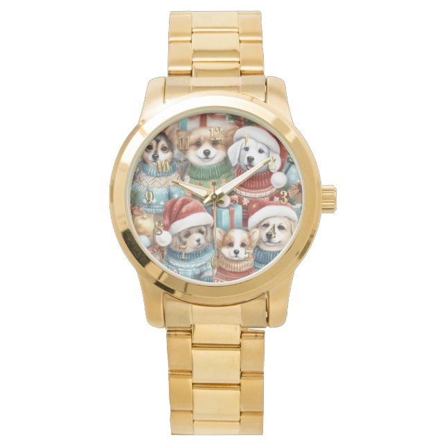 Montre Chiens mûrs d'aquarelle dans les pulls (devant)