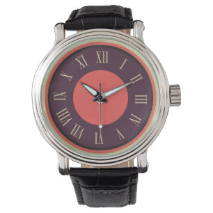 Montre Chiffre romain violet-rouge