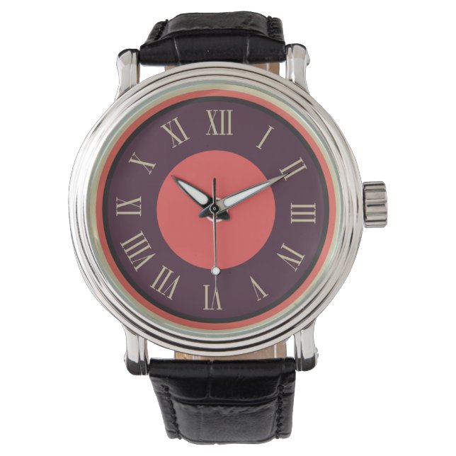 Montre Chiffre romain violet-rouge (devant)