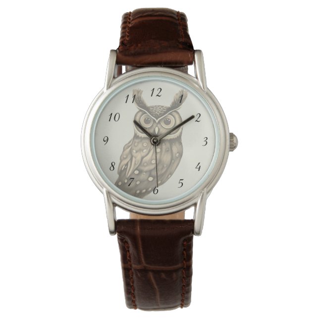 Montre Chiffres Beige de Owl Sepia (devant)