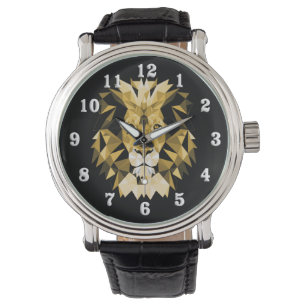 Montre Chiffres blancs de tête de lion