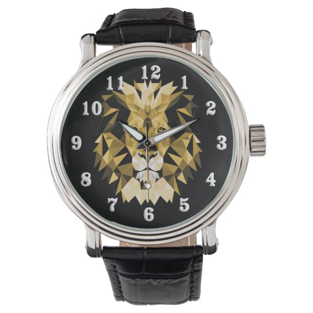 Montre Chiffres blancs de tête de lion (devant)