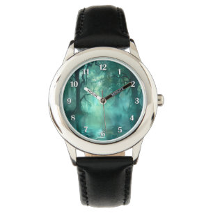 Montre Chiffres blancs déplaisants du marais vert