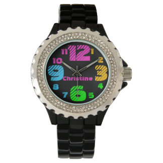 Montre Chiffres de Neon Chunky Femmes Black Watch