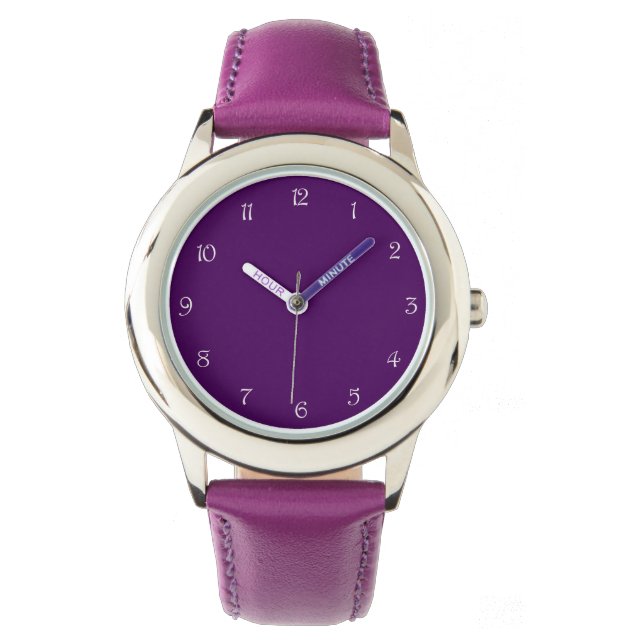 Montre Chiffres de script blanc sur le blanc pourpre (devant)