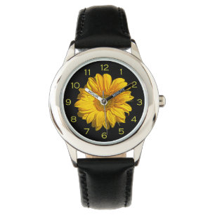 Montre Chiffres jaunes de tournesol Les enfants regardent