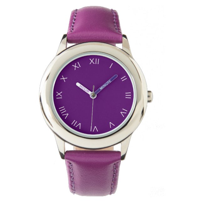 Montre Chiffres romains blancs sur le blanc pourpre (devant)