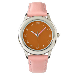 Montre Chiffres romains blancs sur l'orange