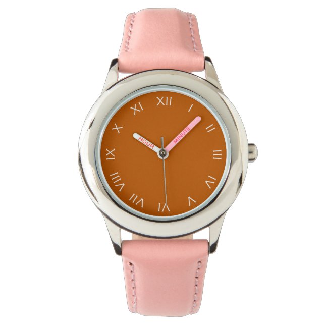 Montre Chiffres romains blancs sur l'orange (devant)