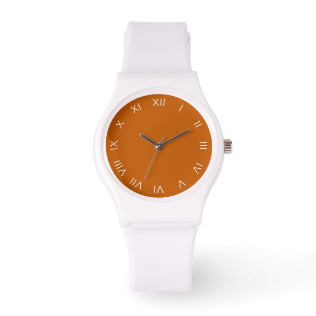 Montre Chiffres Romains Blancs Sur Orange Womens cn (Recto)