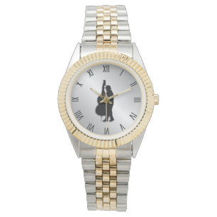 Montre Chiffres romains de noir de musicien de bassiste