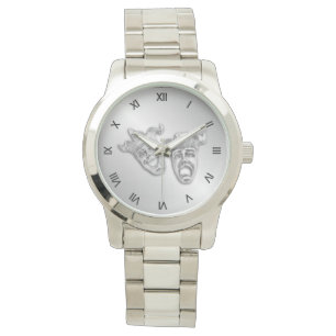 Montre Chiffres romains de théâtre argenté de comédie