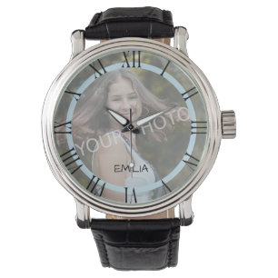 Montre Chiffres romains modèles photo Bleu simple et élég