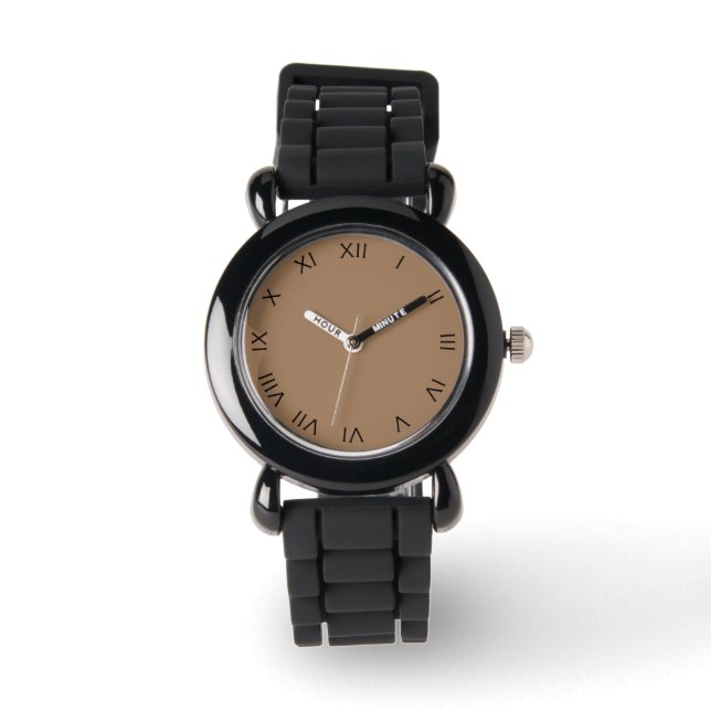 Montre Chiffres romains noirs en Brown temps (Recto)