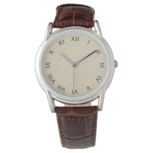 Montre Chiffres romains noirs sur wat beige