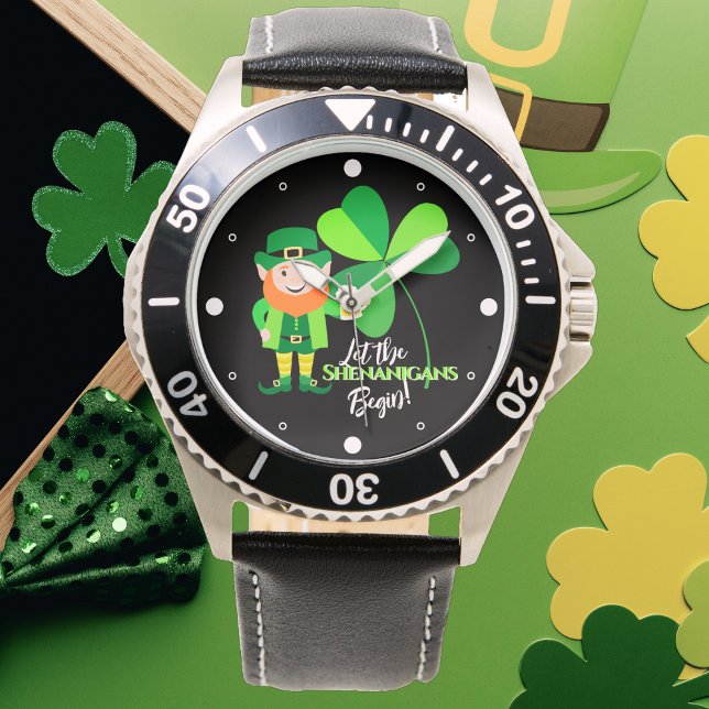 Montre Chiffres Shamrocks de Saint Patrick de Shenanigans (Créateur téléchargé)