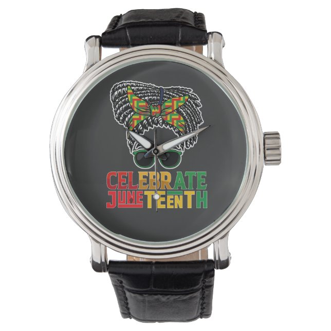 Montre Chignon Décoiffé Juneteenth Célébrant La Liberté N (devant)