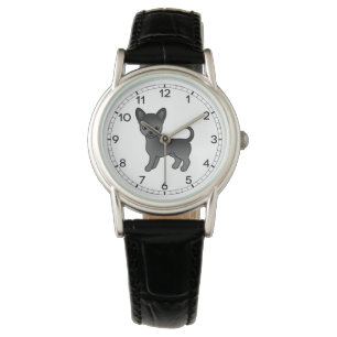 Montre Chihuahua à poil lisse noir Chien de dessin animé