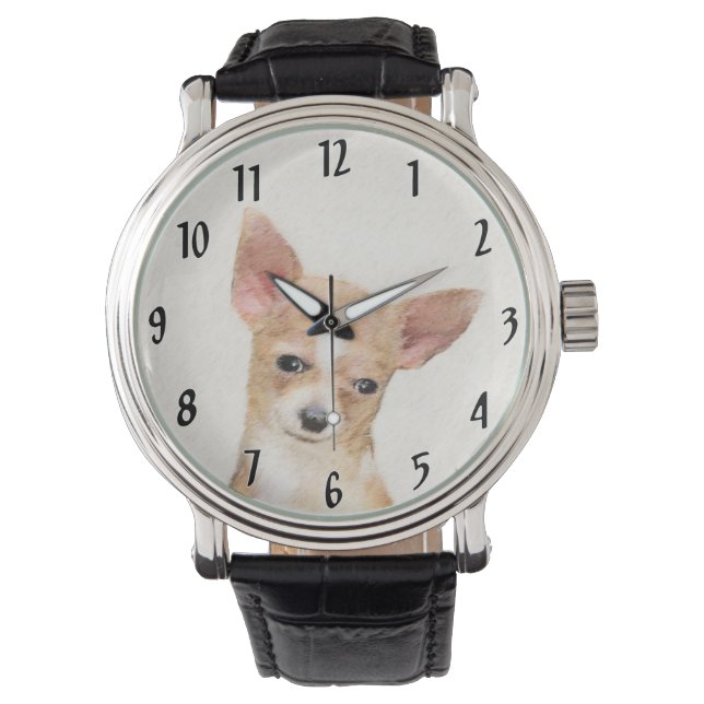 Montre Chihuahua Peinture - Cute Original Chien Art (devant)
