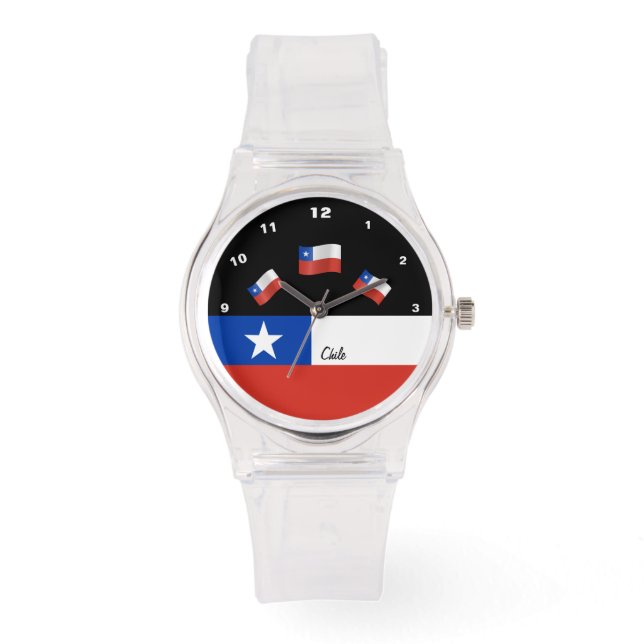 Montre Chilienne Drapeau montre, mode chilienne / sports (Recto)