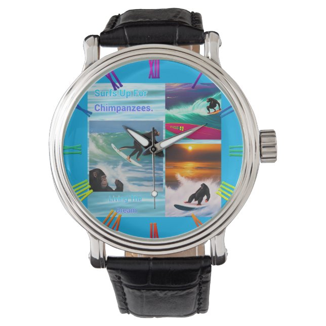 Montre Chimpanzés surfant Collage photo, Regarder (devant)
